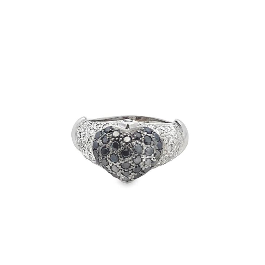 LeVian Black and White Heart Diamond Ring