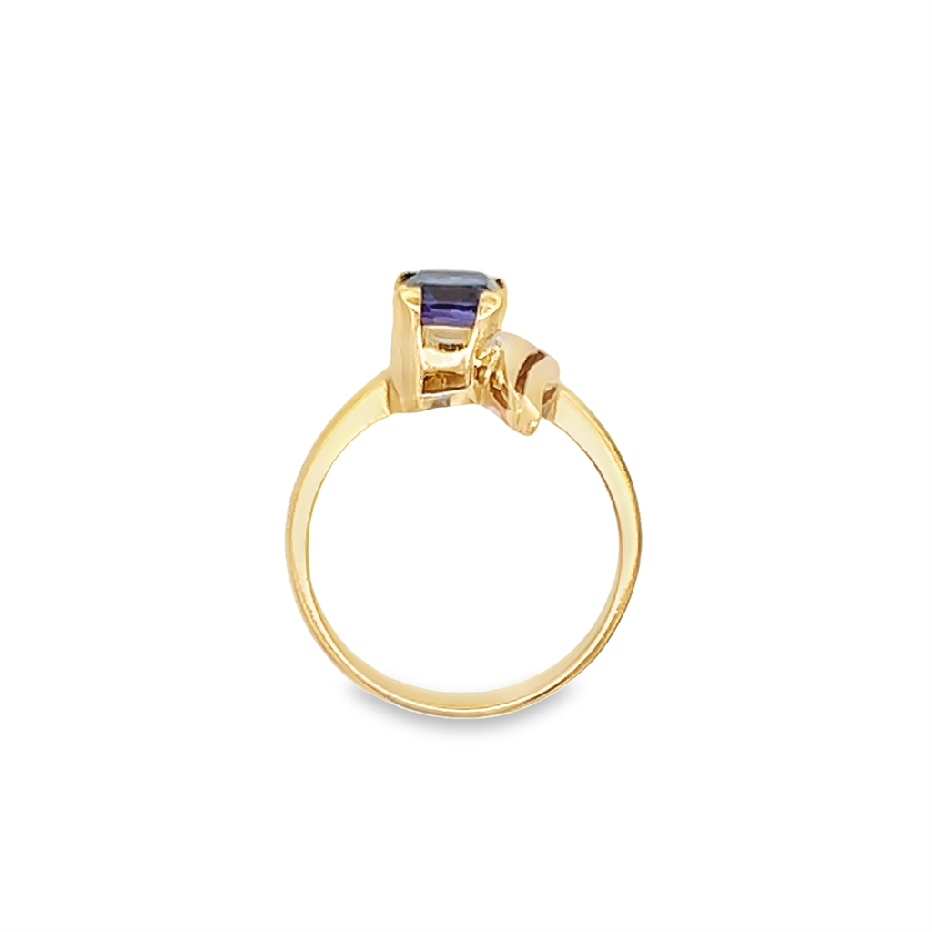 Estate Emerald Cut Tanzanite Freeform Ring