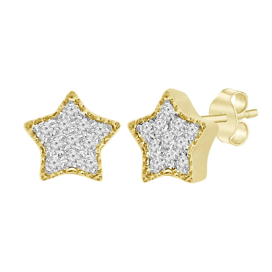 Lady's Diamond Star Stud Earrings