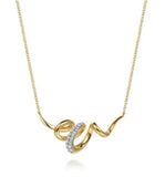 Lady's Two-Tone 14 Karat Swirl Bar Necklace Length 17.5 20 = 0.15tw Ro