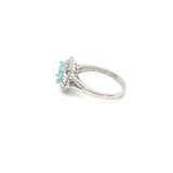 Estate Platinum Paraiba Tourmaline and Double Diamond Halo Ring