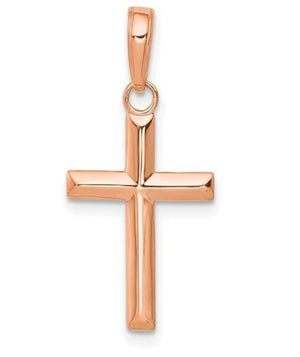 Rosé 14 Karat Small Cross Charms Gram Weight: 0.62