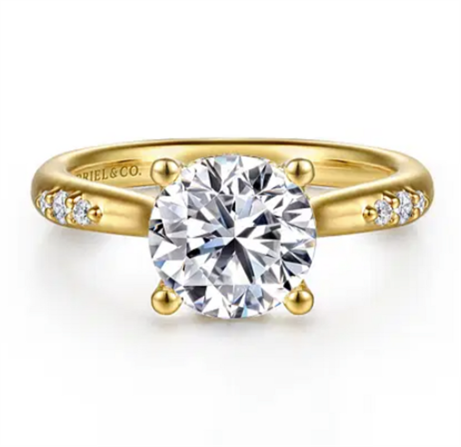 Gabriel & Co Hidden Halo Beaded Accent Engagement Ring Mounting