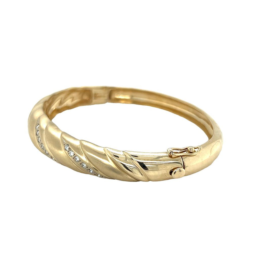 Yellow 14 Karat Twist Diamond Bangle