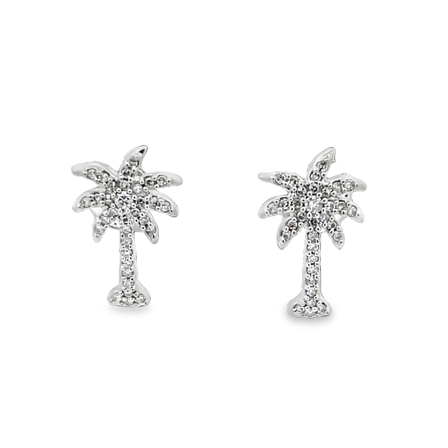 Estate Diamond Palm Tree Earrings