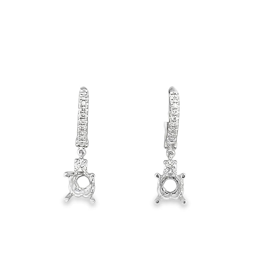 Lady's White 14 Karat Accented Drop Leverback Mounting Earrings 20 = 0