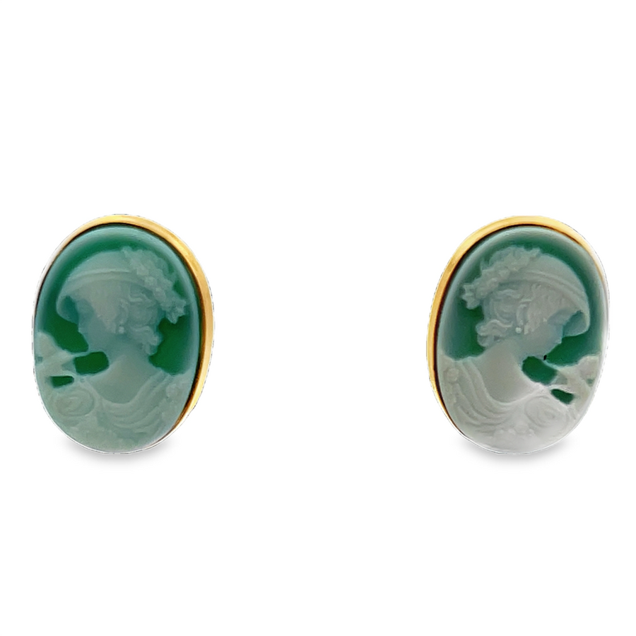 Stone Carved Cameo Earrings