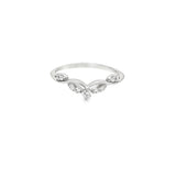 White 14 Karat "V" Wedding Band Estate Jewelry Size 4.5 one = 0.03CT R