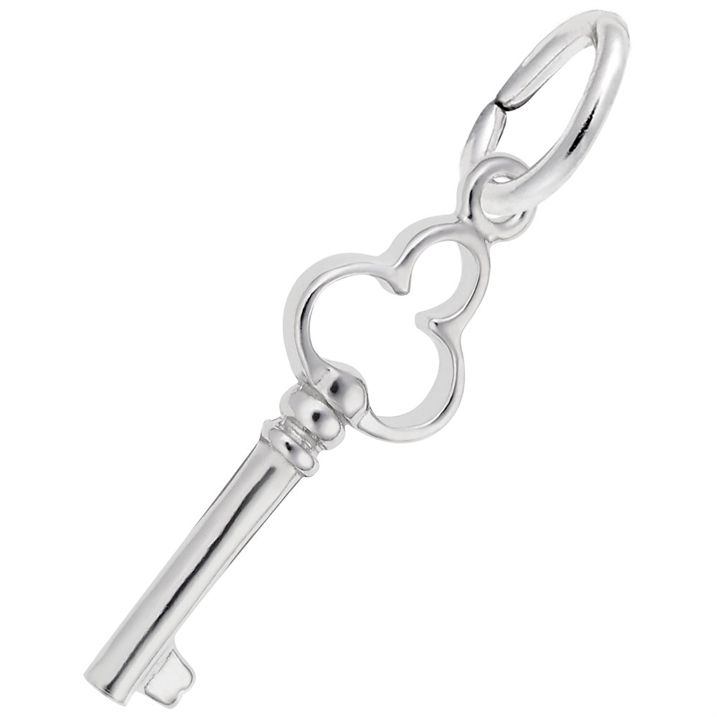 Rembrandt Charms Antique Trefoil Key Accent Charm Sterling Silver