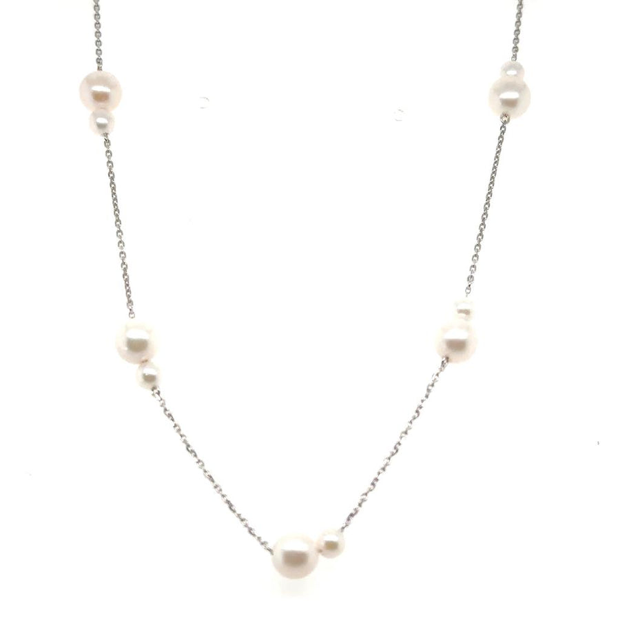 Lady's Double Pearl Station Necklace