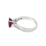 Estate Checkerboard Cut Rubellite Tourmaline & Diamond Ring