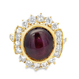 Estate Cabochon Ruby & Diamond Halo Ring