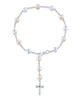 Gabriel & Co. Fashion Sterling Silver Pearl Rosary Bracelet with Blue Topaz Stone Cross