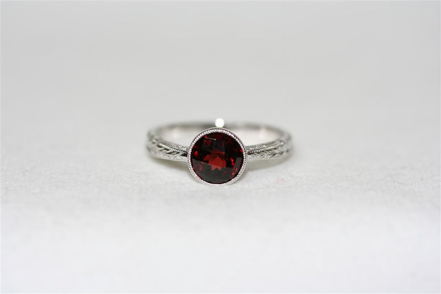 Garnet 14k White Fashion Ring