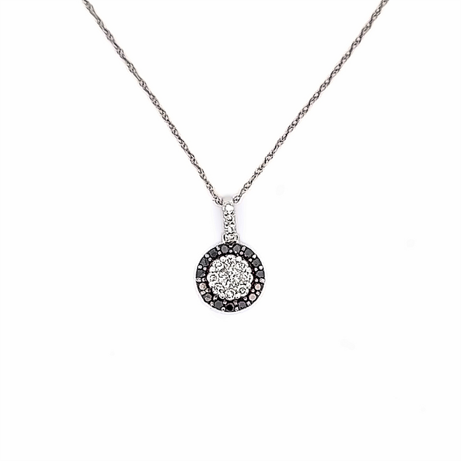 Estate Black & White Diamond Halo Necklace