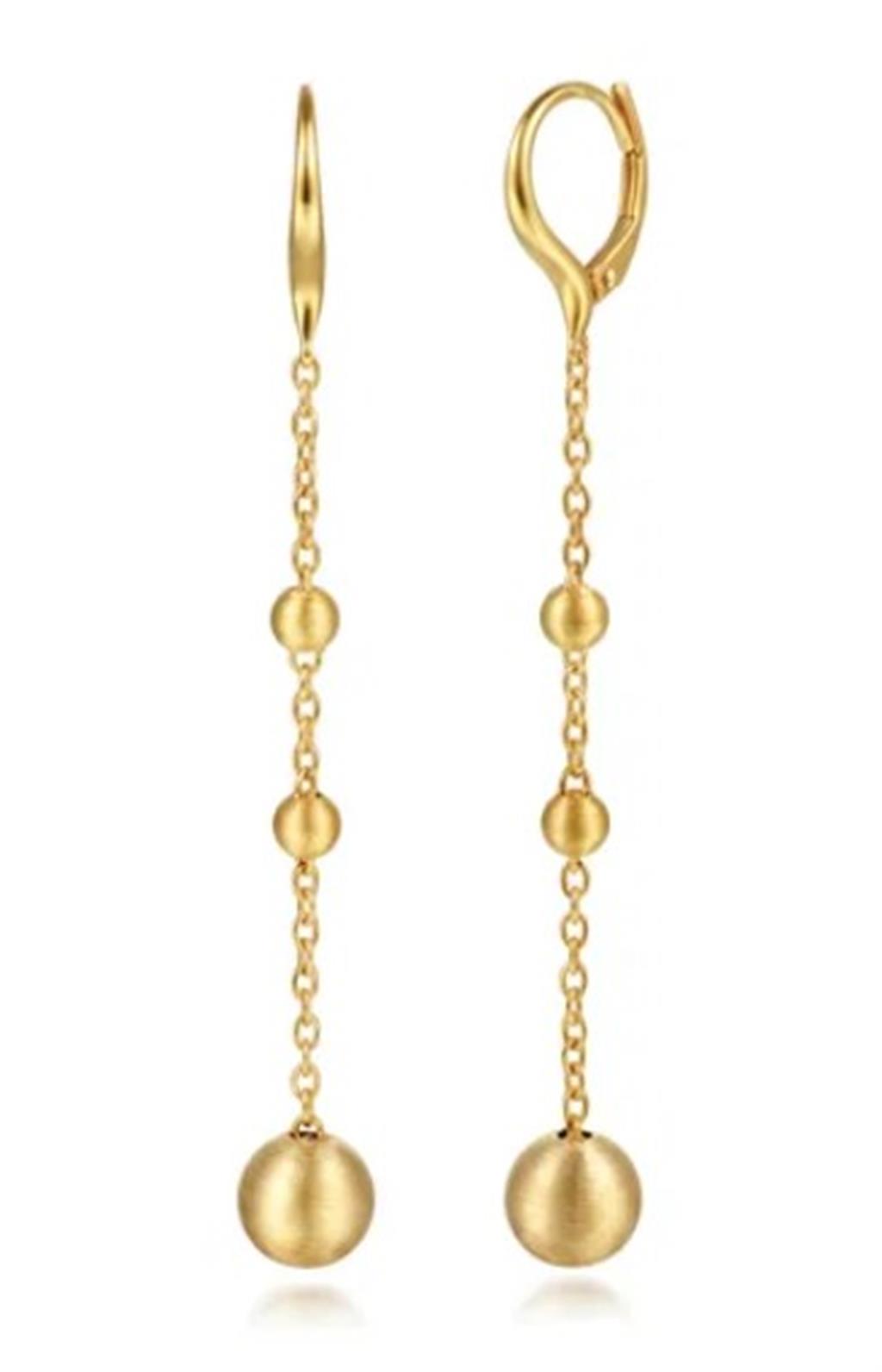 Lady's Yellow 14 Karat Satin Bujukan Ball Leverback Drop Earrings Desi