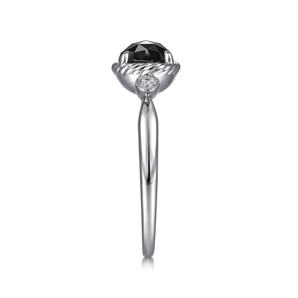 Gabriel & Co. Fashion 925 Sterling Silver Onyx and Diamond Ring