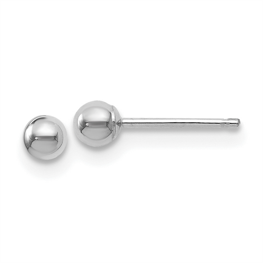 Ladies 14K White Gold Polished 3mm Ball Post Earrings