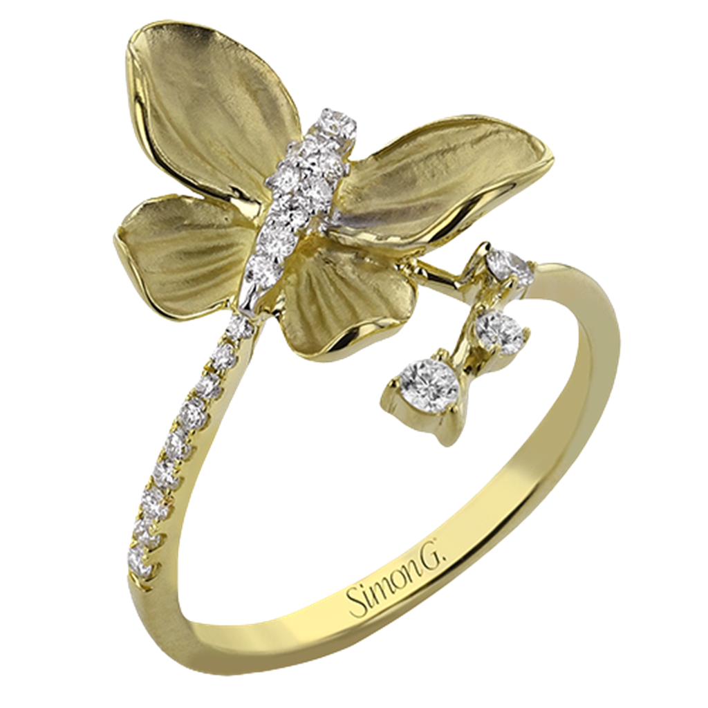 Lady's Yellow 18 Karat Brushed Butterfly Ring