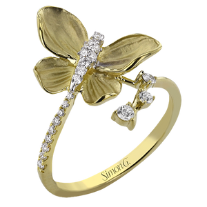 Lady's Yellow 18 Karat Brushed Butterfly Ring