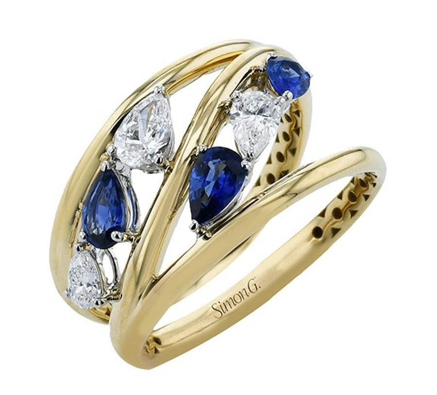 Sapphires 18 Karat Two-tone Fashion Ring