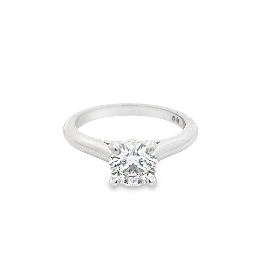 Estate Platinum Cartier Diamond Solitaire Ring