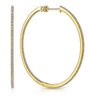 Lady's Yellow 14 Karat Inside Out Hoops Earrings = 1.03tw Round H/I SI