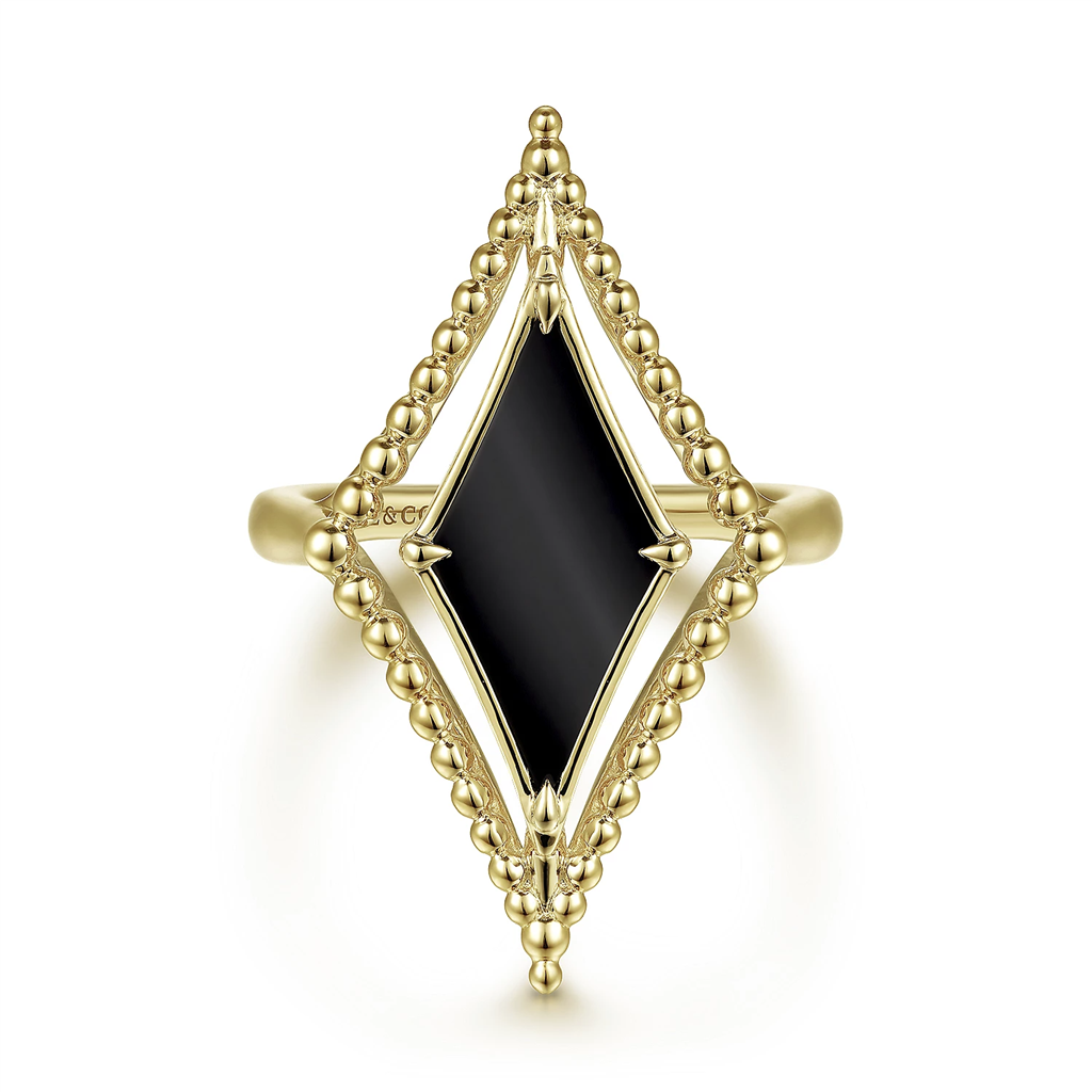 Gabriel & Co. Fashion 14K Yellow Gold Onyx Rhombus Bujukan Ring