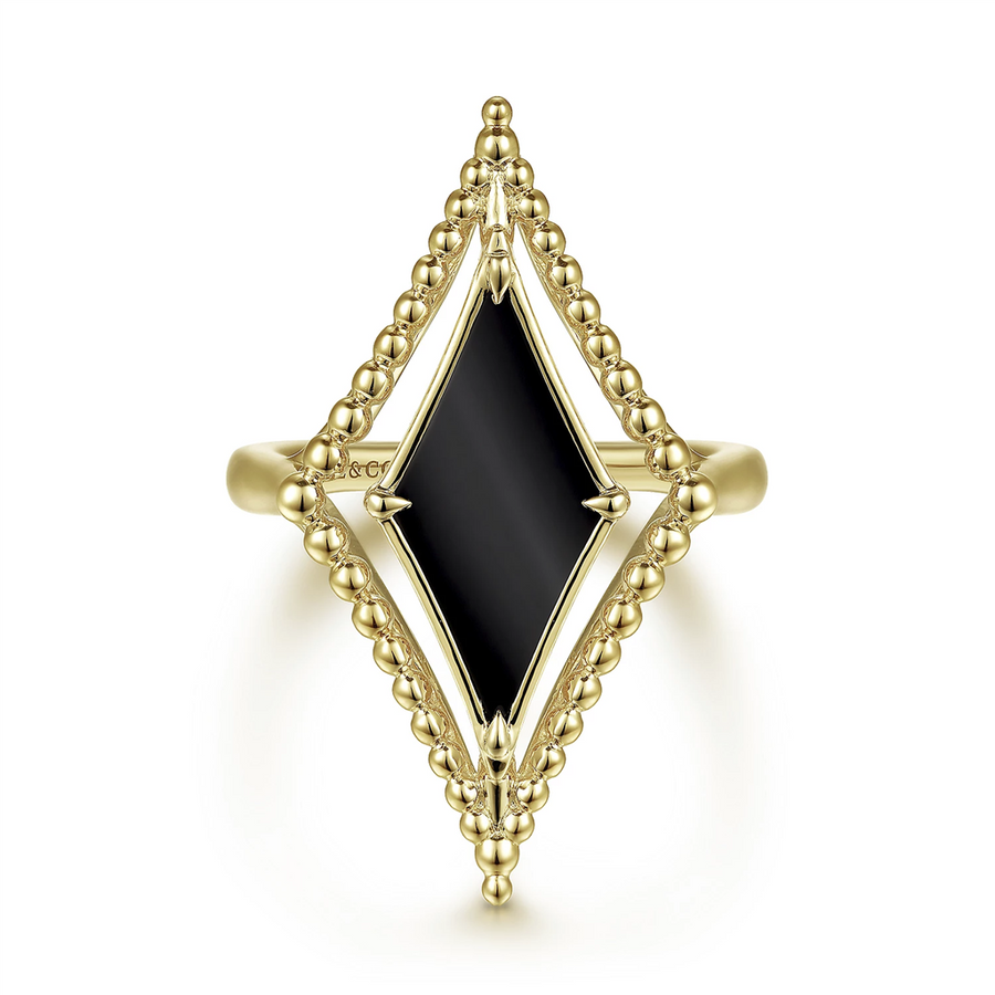 Gabriel & Co. Fashion 14K Yellow Gold Onyx Rhombus Bujukan Ring