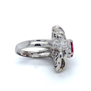 Estate Ruby and Diamond Platinum Ring