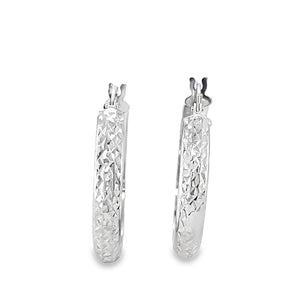 Estate Diamond Cut Hinged Hoop Earrings