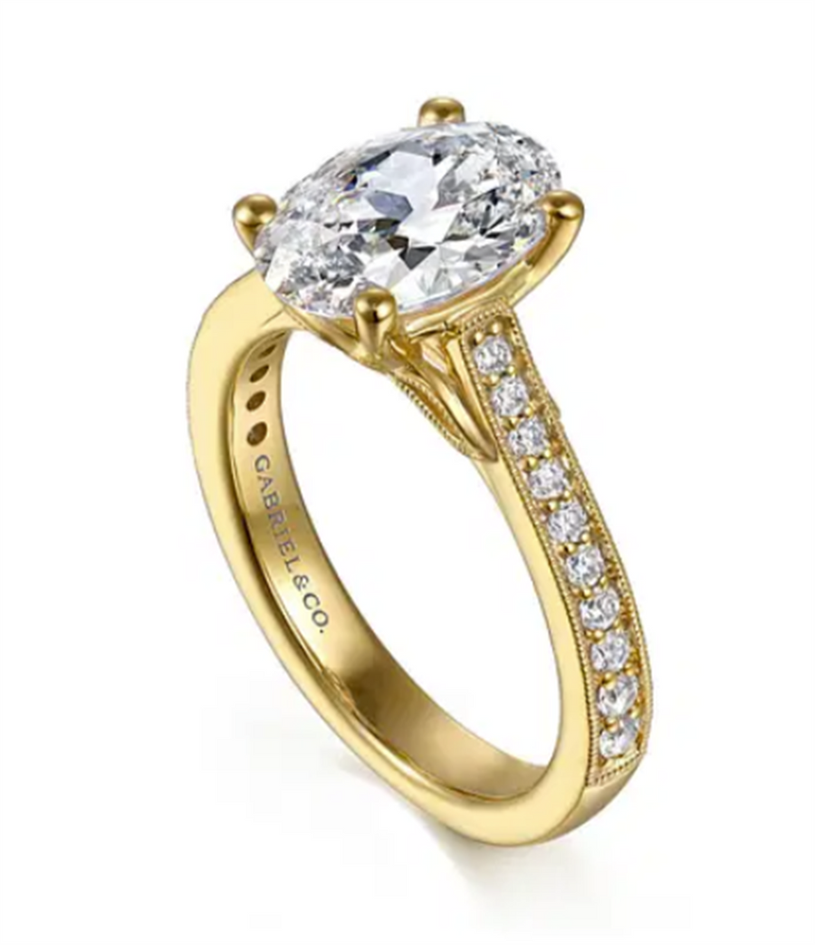 Lady's Yellow 14 Karat Milgrain Beaded Lotus Ring Size 6.5 20 = 0.24tw