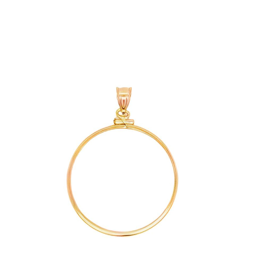 Yellow 14 Karat 32.3mm Coin Frame Pendant With A 4.5mm Bail Opening Es