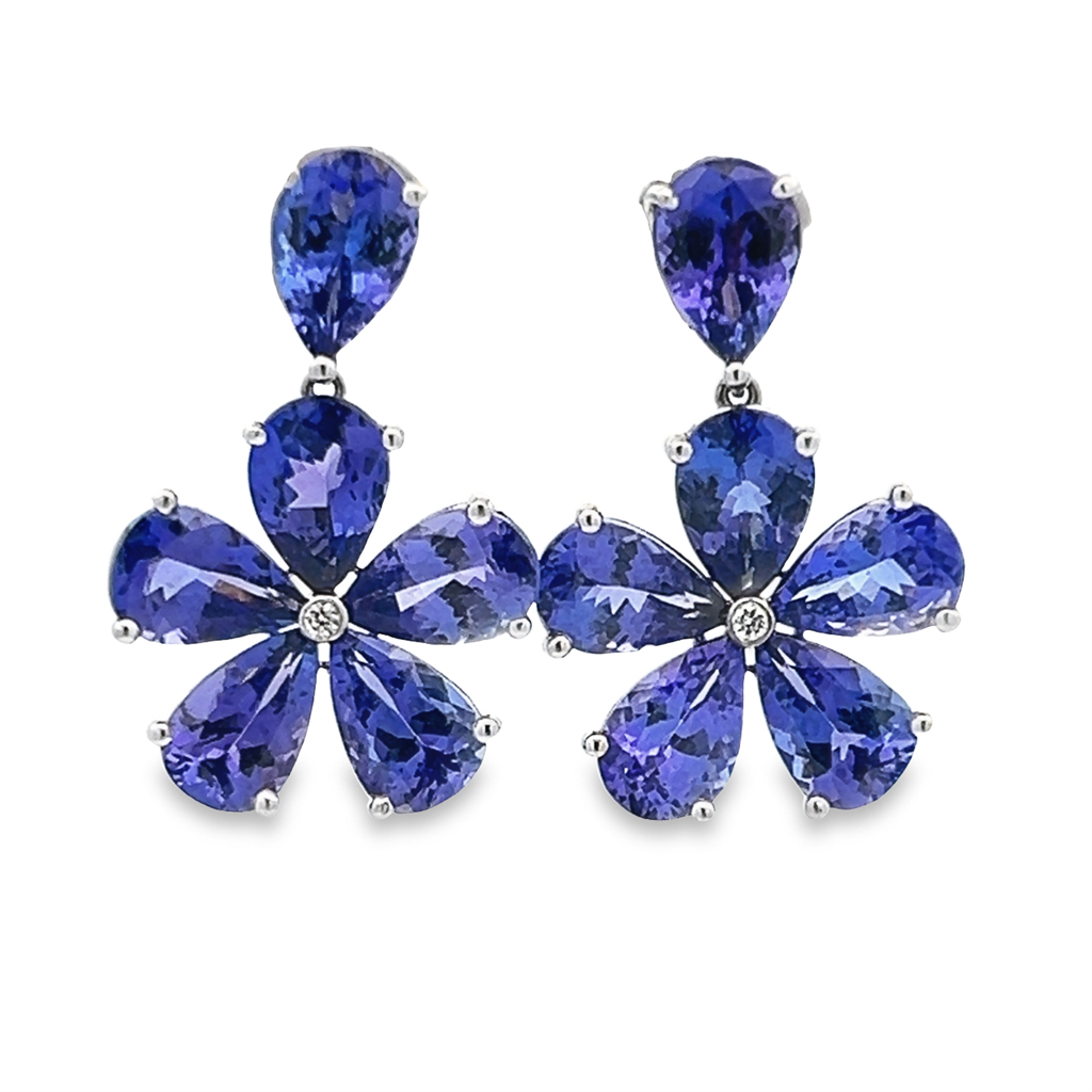 Tanzanite Floral Drop Earrings