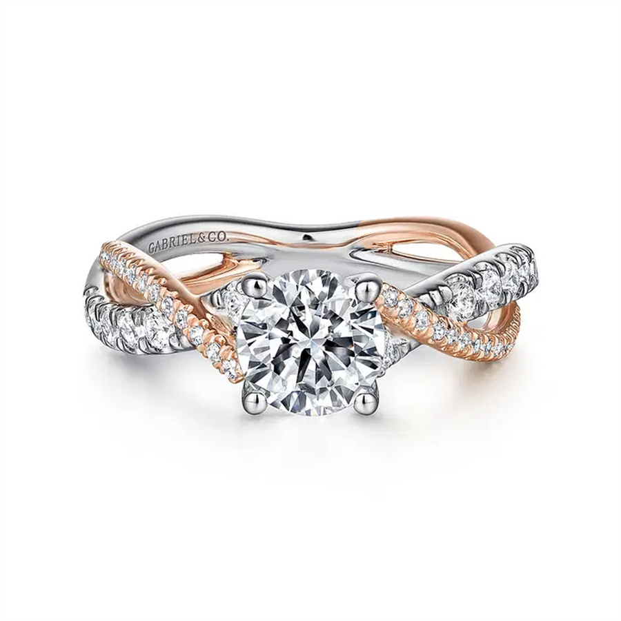 Lady's White/Rose' 14 Karat Twist Ring Size 6.5 52 = 0.42tw Round G/H