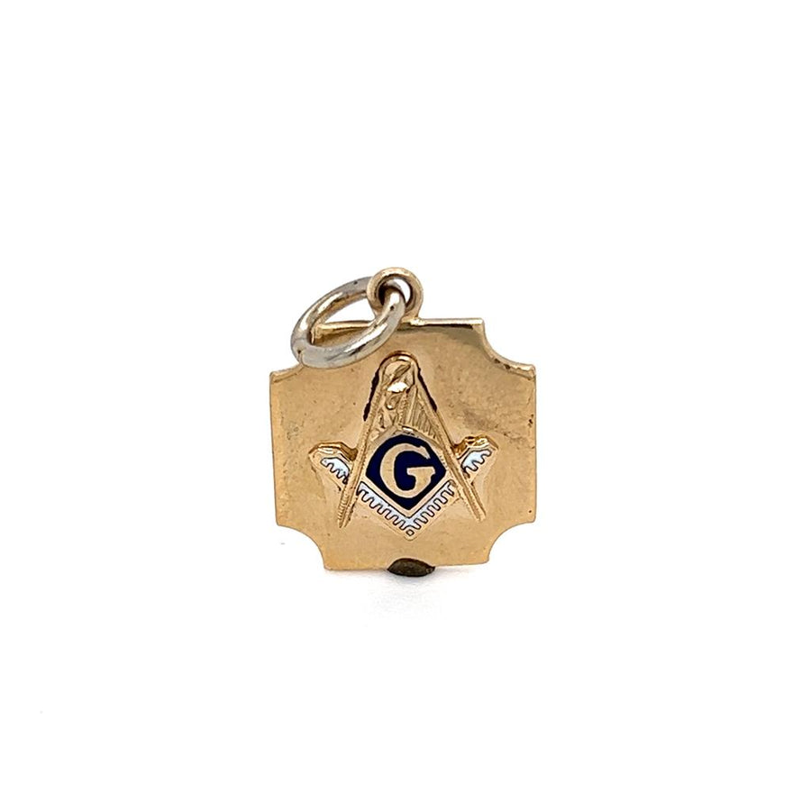 Yellow 10 Karat Masonic Blue Charm