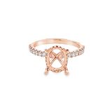 Lady's Rosé 18 Karat Oval Hidden Halo Ring