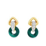 Yellow 14 Karat Multi Colored Changeable Circle Stones Interlocking Dangle Post Earrings