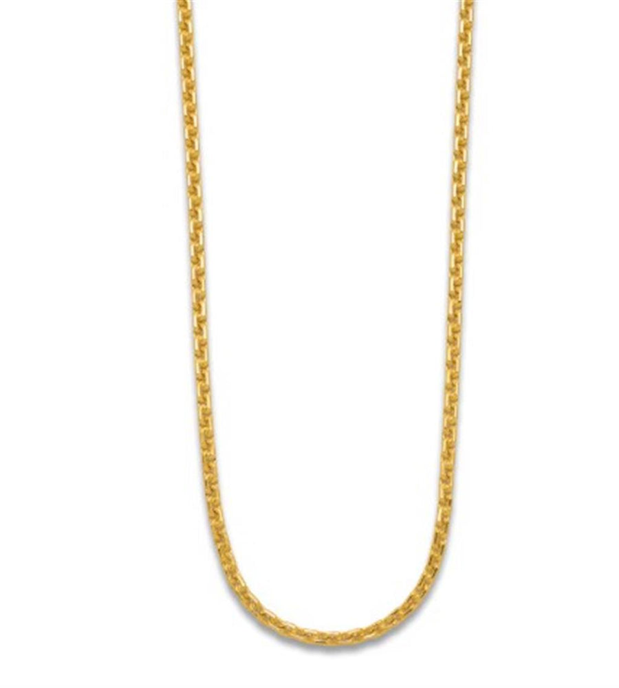 Yellow 14 Karat Diamond Cut 2.30mm Square Byzantine Chain w/ Fancy Lob