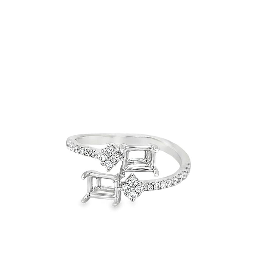 Lady's White 18 Karat Bypass 2 Stone Ring Size 6.25 26 = 0.21tw Round