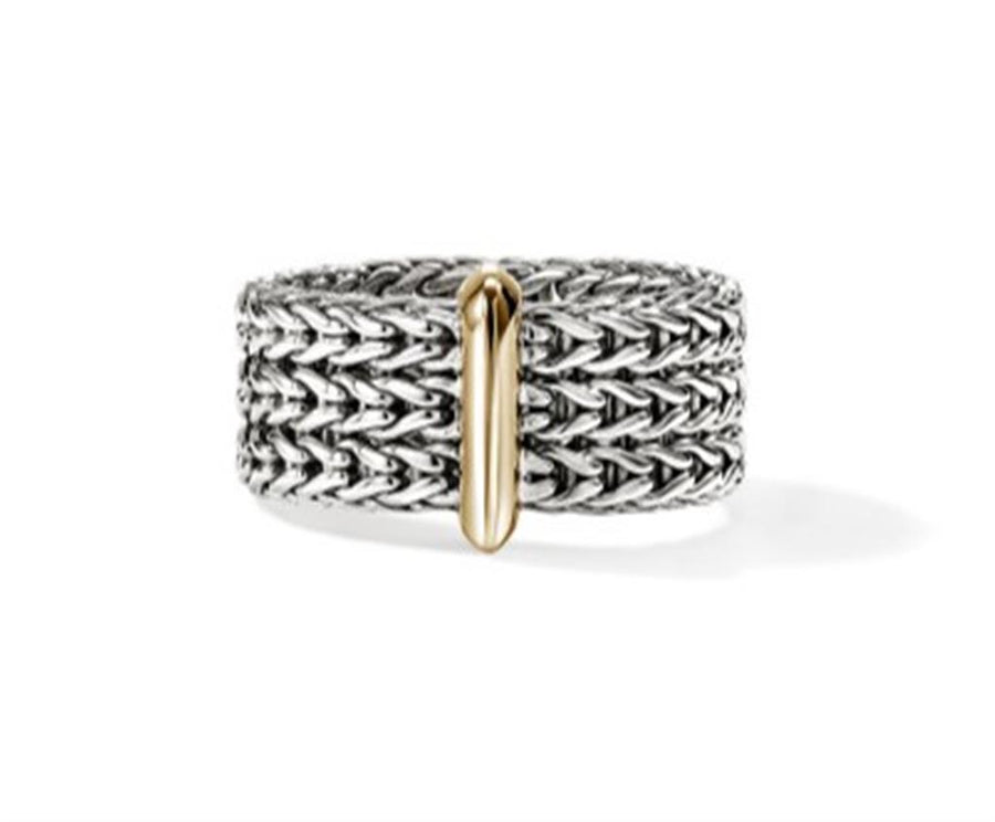 John Hardy Two-Tone Icon Link Bar Ring