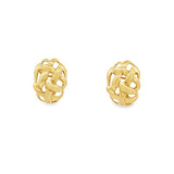 Yellow 14 Karat 16X22mm Weaved Earrings w/ Omega Backs Estate Jewelry