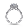 Gabriel & Co. Lyla - 14K White Gold Cushion Halo Round Diamond Engagement Ring Mounting