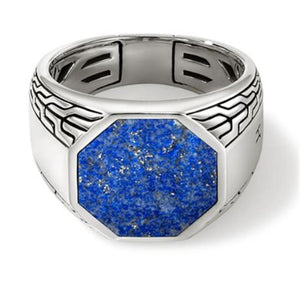 John Hardy Sterling Silver Octagon Signet Ring with Lapis Lazuli