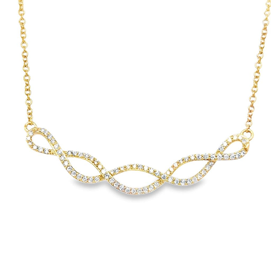 Lady's Yellow 14 Karat Twisted Curved Station Pendant Necklace Length