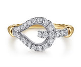 Lady's Two-Tone 14 Karat Polished/Bujukan Link Fashion Ring Size 6.5 W
