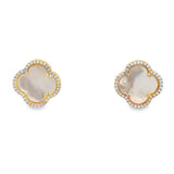 Clover Style Mother of Pearl and Diamond Earrings