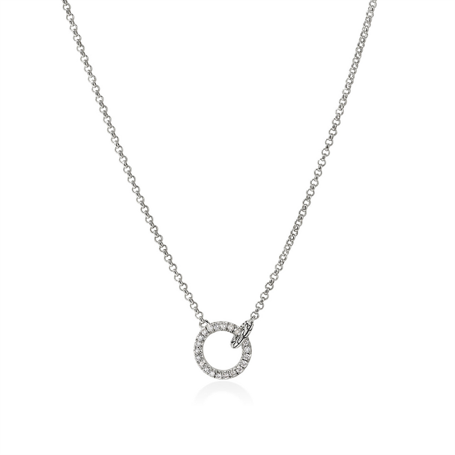 John Hardy Sterling Silver Diamond Pave Interlinking Circles Necklace