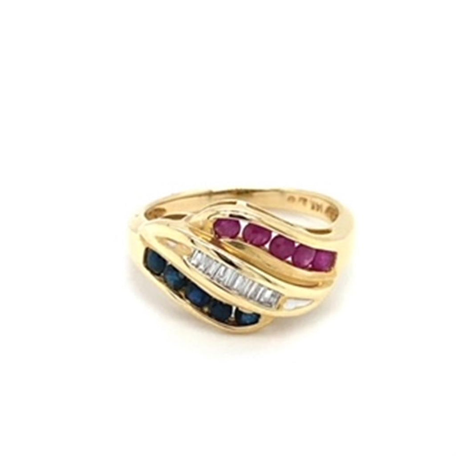 Estate Diamond, Sapphire, and Ruby Ring