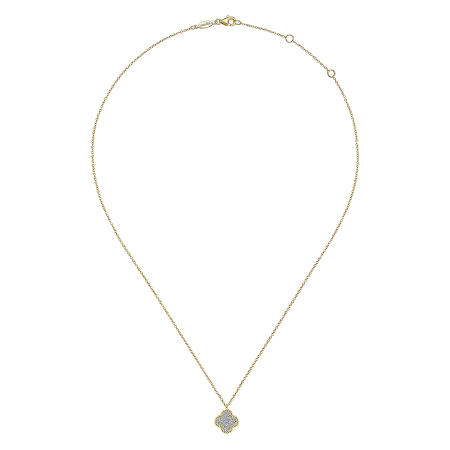 Gabriel & Co. Fashion 14K Yellow Gold Rope Diamond Pendant Necklace